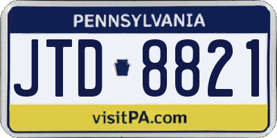 PA license plate JTD8821