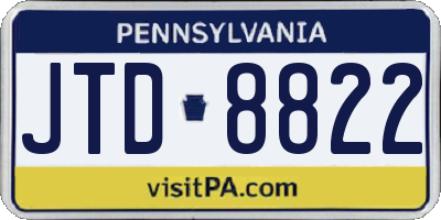 PA license plate JTD8822