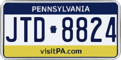 PA license plate JTD8824