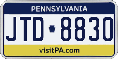 PA license plate JTD8830