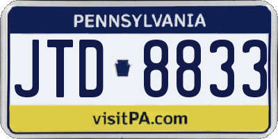PA license plate JTD8833