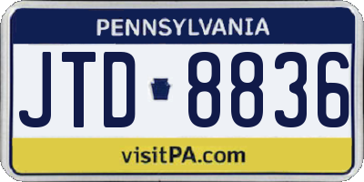 PA license plate JTD8836