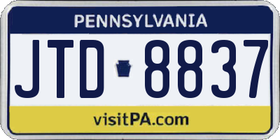 PA license plate JTD8837