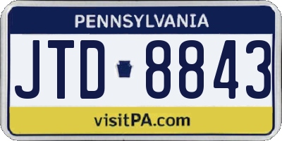 PA license plate JTD8843
