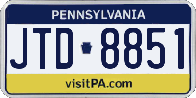 PA license plate JTD8851