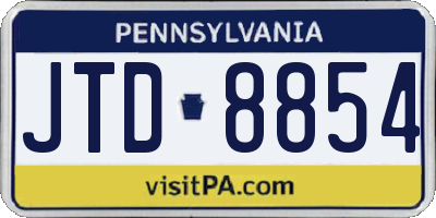 PA license plate JTD8854