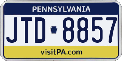 PA license plate JTD8857
