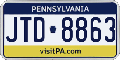 PA license plate JTD8863