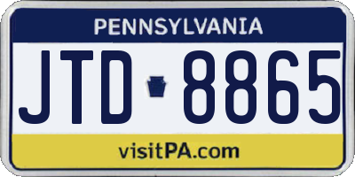 PA license plate JTD8865