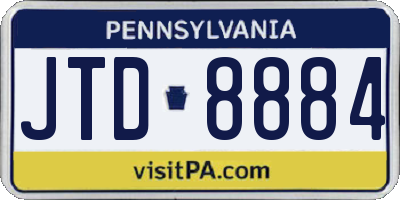 PA license plate JTD8884