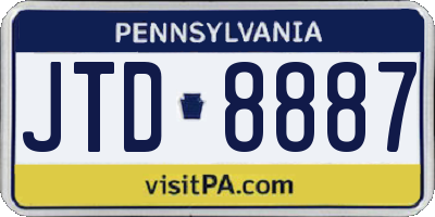 PA license plate JTD8887