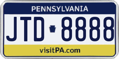 PA license plate JTD8888