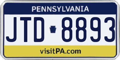 PA license plate JTD8893