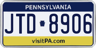 PA license plate JTD8906