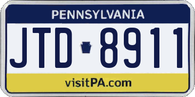PA license plate JTD8911