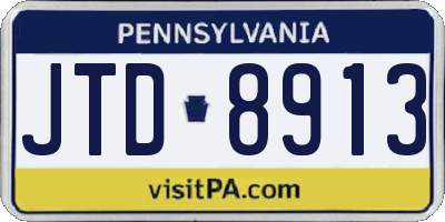 PA license plate JTD8913