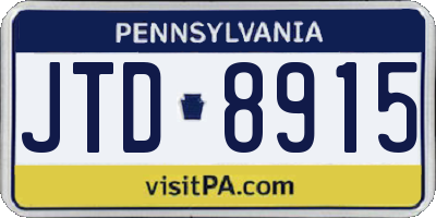 PA license plate JTD8915