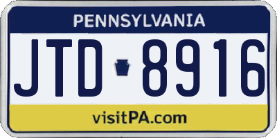 PA license plate JTD8916