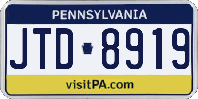 PA license plate JTD8919
