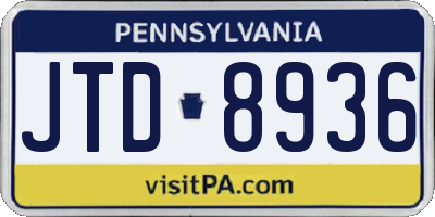 PA license plate JTD8936