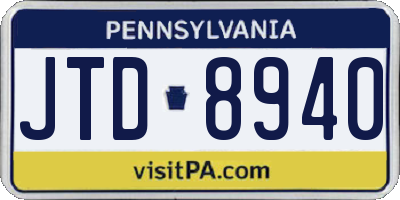 PA license plate JTD8940
