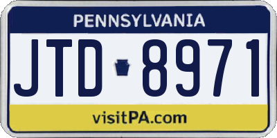 PA license plate JTD8971