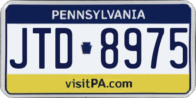 PA license plate JTD8975