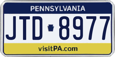 PA license plate JTD8977