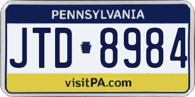 PA license plate JTD8984
