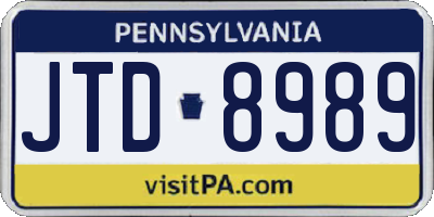 PA license plate JTD8989