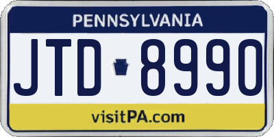 PA license plate JTD8990