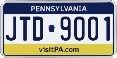 PA license plate JTD9001