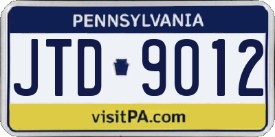 PA license plate JTD9012