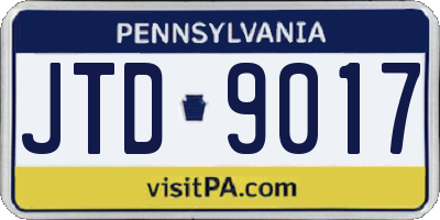 PA license plate JTD9017