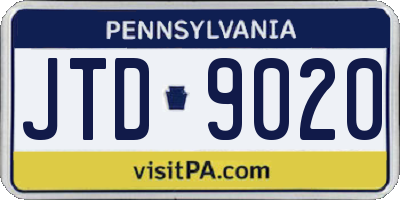 PA license plate JTD9020
