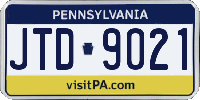 PA license plate JTD9021