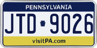 PA license plate JTD9026