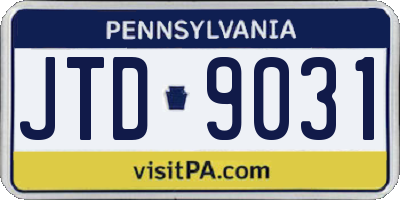 PA license plate JTD9031