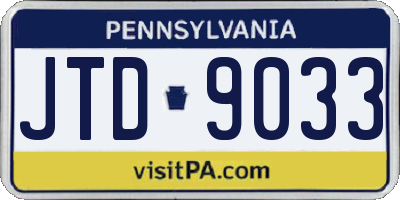 PA license plate JTD9033