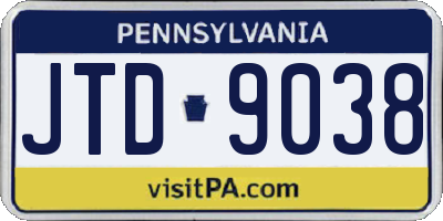 PA license plate JTD9038