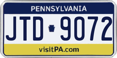 PA license plate JTD9072