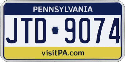 PA license plate JTD9074