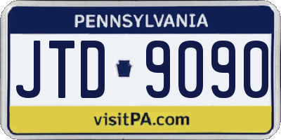 PA license plate JTD9090