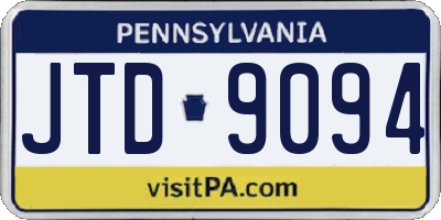 PA license plate JTD9094