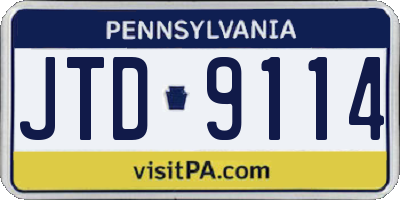 PA license plate JTD9114