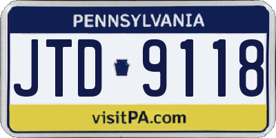 PA license plate JTD9118
