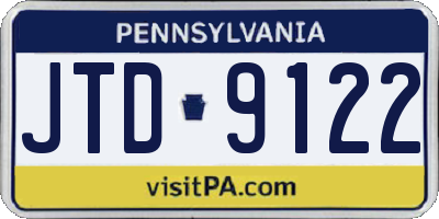 PA license plate JTD9122