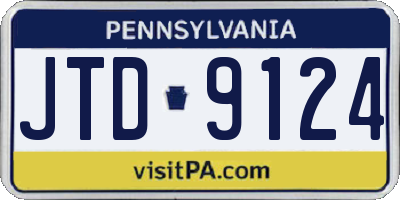 PA license plate JTD9124