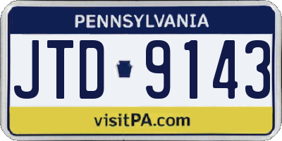 PA license plate JTD9143
