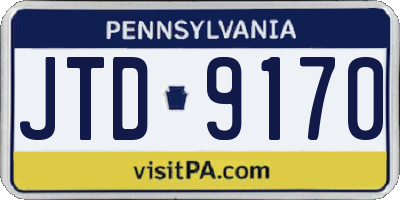 PA license plate JTD9170